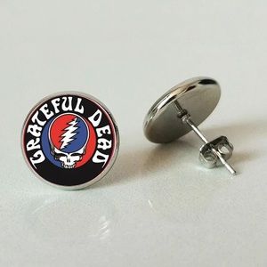 Grateful Dead SYF Glass Round Stud Earrings